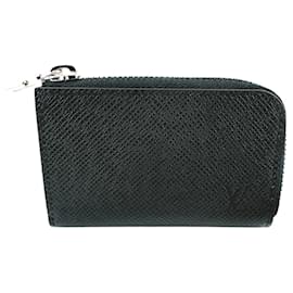Louis Vuitton-Louis Vuitton Taiga Coin Purse-Black,Grey