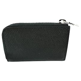 Louis Vuitton-Louis Vuitton Taiga Coin Purse-Black,Grey