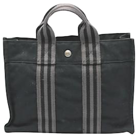 Hermès-Sac Tote HERMES Air Line PM en toile grise-Marron