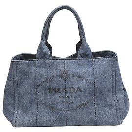 Prada Canapa Denim Tote Bag Blue