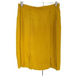 Falda Hermès de lino mostaza Mostaza