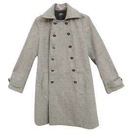 Apc Grey Tweed Wool Coat Grey