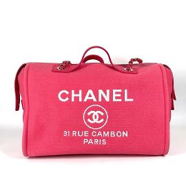 Bolsa Boston Deauville com logo CC Coco Mark AS4166 da Chanel Rosa