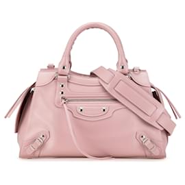 Balenciaga-Balenciaga Pink Small Grained Calfskin Motocross Neo Classic City Satchel-Pink