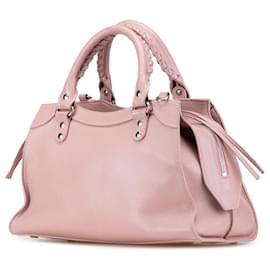 Balenciaga-Balenciaga Pink Small Grained Calfskin Motocross Neo Classic City Satchel-Pink