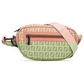 Fendi-Sac à bandoulière en toile Zucchino marron Fendi-Marron,Beige