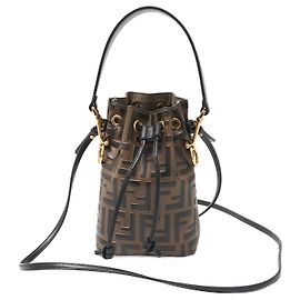 Bolsa bucket Mon Tresor em couro de bezerro e camurça Fendi Marrom