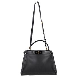 Fendi Medium Peekaboo Handbag in Black Calf Leather Black