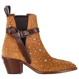 Zadig & Voltaire Tyler Cecilia Dream Studded Booties in Brown Suede Brown Red