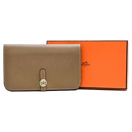 Hermès Hermes Dogon Duo GM Bicolor Wallet Grey