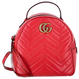 Gucci gestepptes Marmont-Rucksack aus rotem Leder Rot