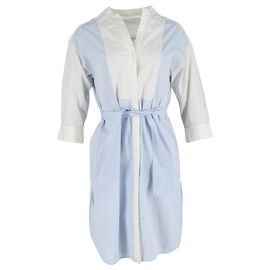 Abito midi a righe Sandro Paris in cotone blu e bianco Blu
