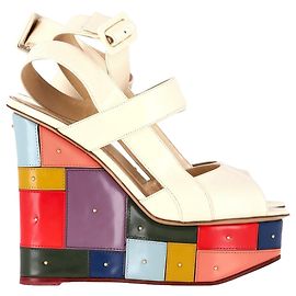 Sandales à talons compensés ouvertes Charlotte Olympia en cuir multicolore Multicolore