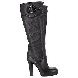 Guccissima Plattformstiefel in schwarzem Leder Schwarz