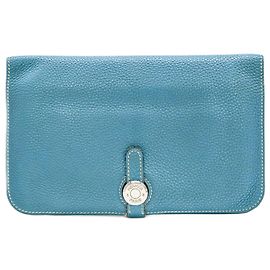 Hermès Hermes Dogon Duo GM Wallet Blue Blue