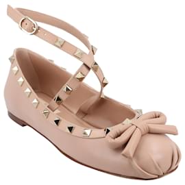 Valentino Garavani-Valentino Rockstud Nappa Ballerinas Pink-Pink