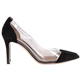 Gianvito Rossi Plexi 85 PVC Pumps in Black Suede Black