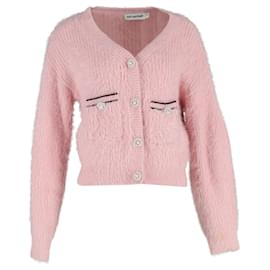 Self portrait- Self-Portrait Embellished Cardigan in Pink Polyamide-Pink