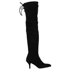 Stuart Weitzman Tiemodel Knee-High Boots in Black Suede Black