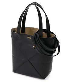 Bolso Tote Mini de Cuero Loewe Puzzle Negro