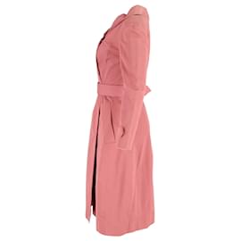 Burberry- Burberry Belted Trench Coat in Pink Cotton-Brown,Pink