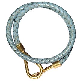 Bracciale Hermès Jumbo H in pelle blu D'oro Metallico