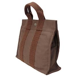 Hermès-Hermes Her Line Canvas Tote Bag-Metallic,Bronze