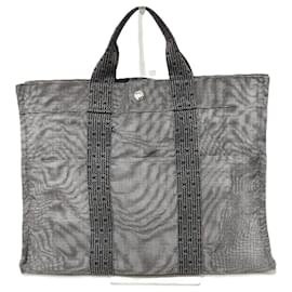Hermès-Hermes Herline Canvas Tote Bag-Grey