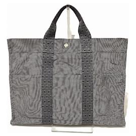 Hermès-Hermes Herline Canvas Tote Bag-Grey
