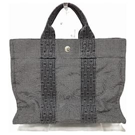 Hermès-Hermes Herline Canvas Tote Bag-Grey