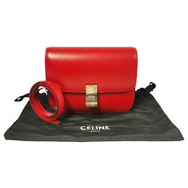 Céline Celine Classic Box Mittel Rindsleder Rot Rot