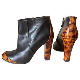 Gucci Black Leather Ankle Boots Black