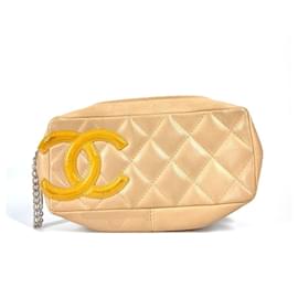 Chanel-Chanel Cambon Line Leather Pen Case-Beige,Orange