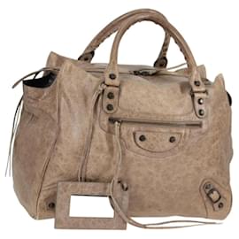 Balenciaga-BALENCIAGA The City Hand Bag Leather 2way Beige 285347 Auth ac3781M-Beige