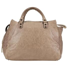 Balenciaga-BALENCIAGA The City Hand Bag Leather 2way Beige 285347 Auth ac3781M-Beige