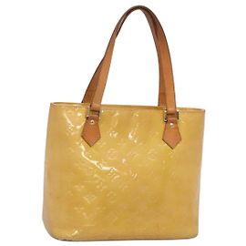 LOUIS VUITTON Monogram Vernis Houston Sac à Main Beige M91004 LV Auth hk2531 Beige