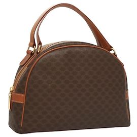 Céline CELINE Macadam Canvas Hand Bag PVC Leather Brown Gold Auth 121455 Brown Golden