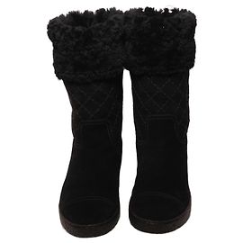 Botas Chanel de pele pretas Preto