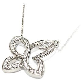 Harry Winston Pt950 Infinite Lily Cluster Anhänger Halskette Silber