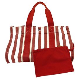 Hermès Hermes Cannes GM Stripe Bag with Pouch Red