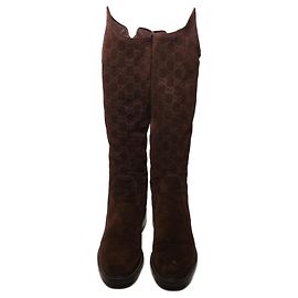 Botas Gucci de ante marrón Castaño