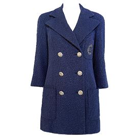 Chanel Iconic CC Logo Patch Navy Tweed Jacket 36 FR Navy blue