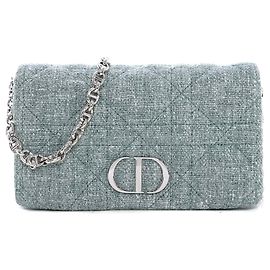 Dior Borsa a Spalla Caro Tweed Blu Blu