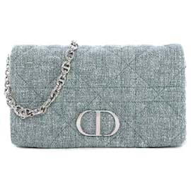 Dior-Caro Tweed Blue Shoulder Bag-Blue
