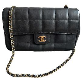 Chanel Bolsa crossbody retangular mini de chocolate Preto