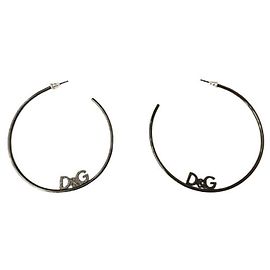 Pendientes DOLCE & GABBANA gran aro de acero esmaltado negro Negro