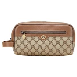 Gucci-Gucci GG Supreme PVC clutch bag-Brown,Beige