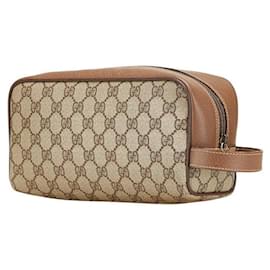 Gucci-Gucci GG Supreme PVC clutch bag-Brown,Beige