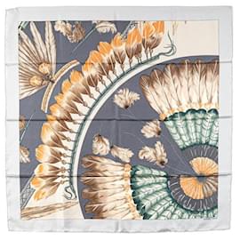 Hermès-Écharpe en soie Hermès Brésil-Gris