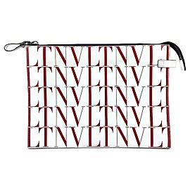 Pochette in pelle rossa e bianca Valentino Garavani Bianco Rosso